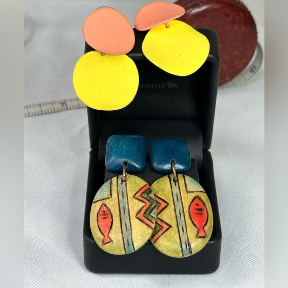Two pair Retro 80’s funky earrings - Picture 4 of 6